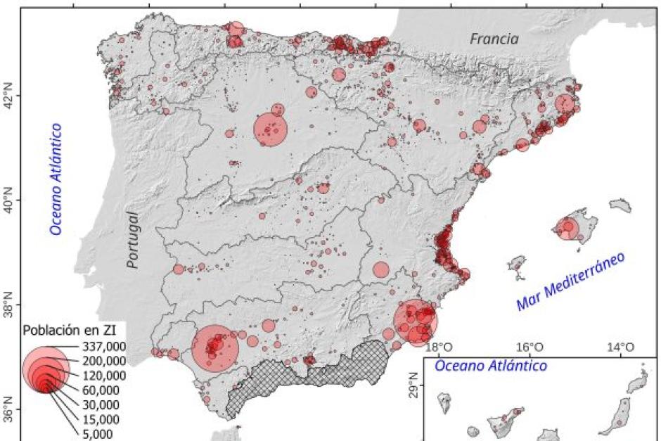 Estimación de las personas, actividades económicas y puntos de especial importancia ubicados en zonas inundables