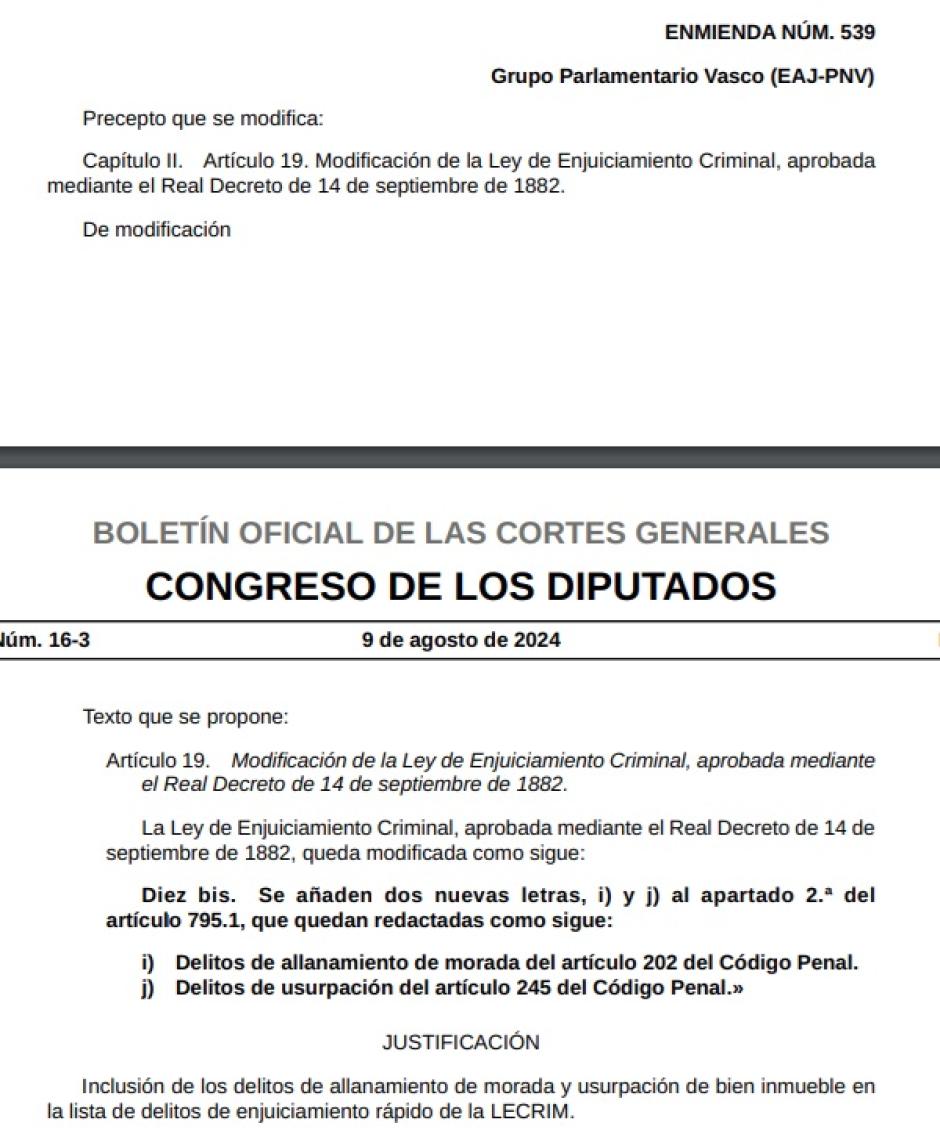 La enmienda del PNV aprobada por el error de Bildu y ERC