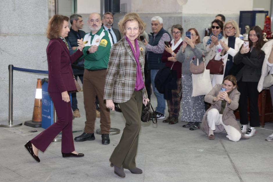 Queen Sofia during a visit to Rastrillo Nuevo Futuro in Madrid on Friday, 15 November 2024.