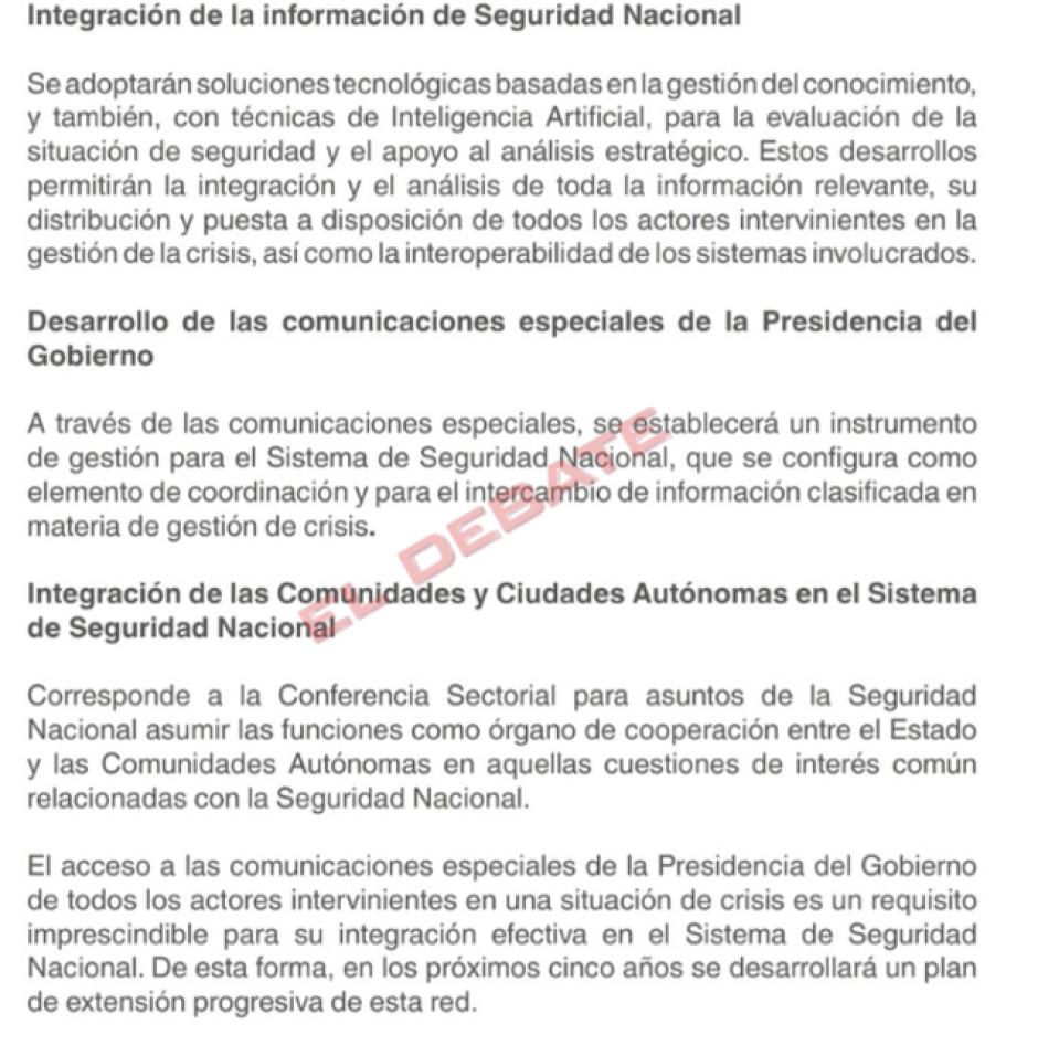 Uno de los fragmentos de la Estrategia de Seguridad Nacional firmada por el propio Pero Sánchez para definir sus poderes en una catástrofe