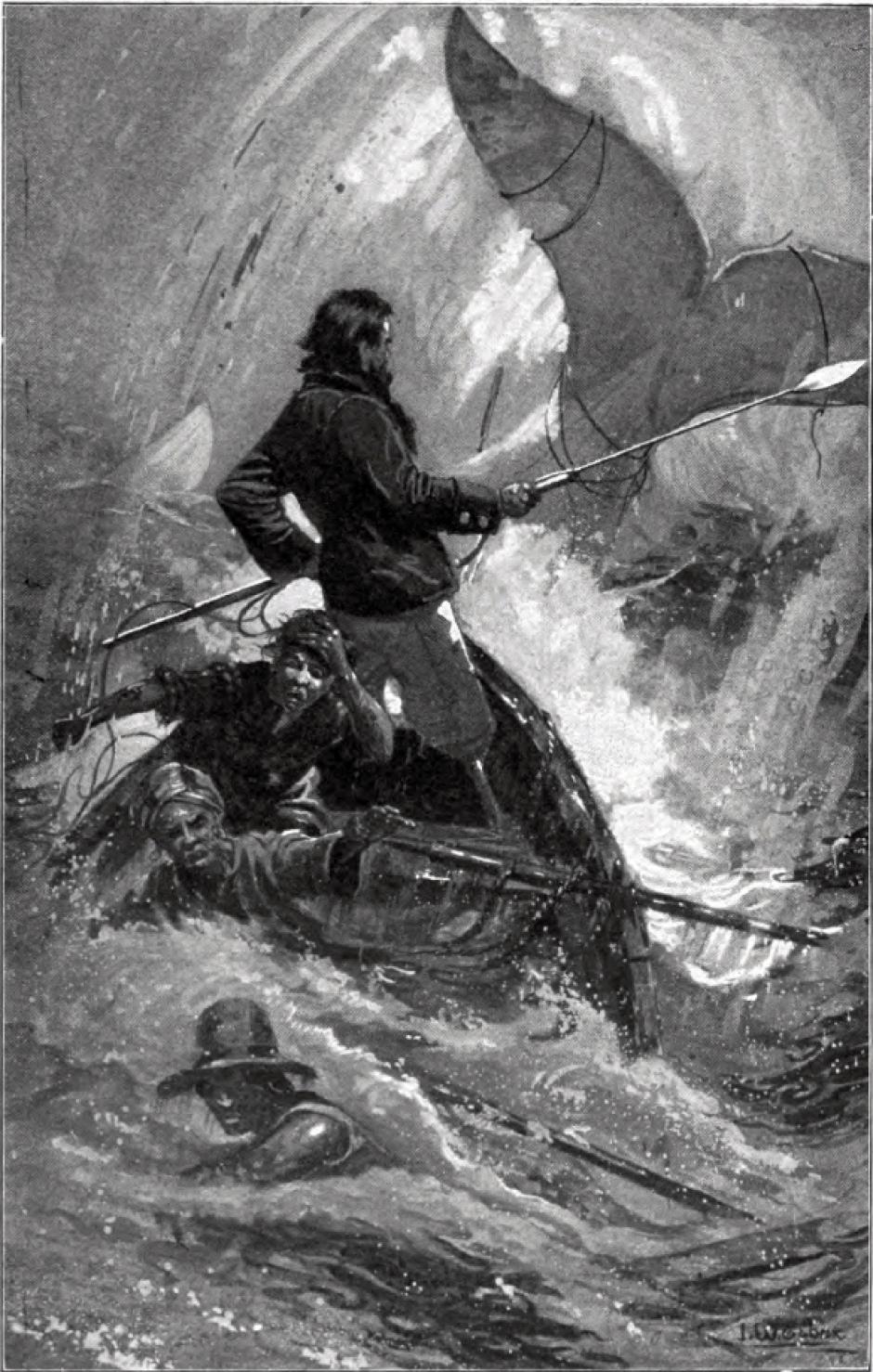 El capitán Ahab contra Moby Dick en una ilustración original de la novela