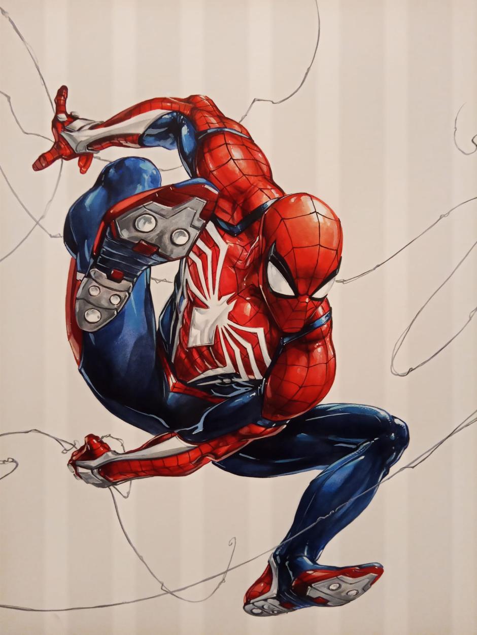 Dibujo original para un cómic de Spider-Man