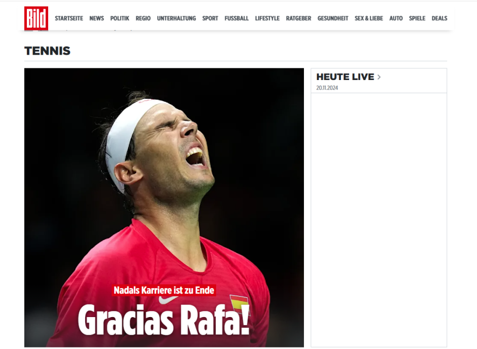 "Gracias Rafa". Bild se pasa directamente al español para agradecer a Nadal todo lo que ha hecho por el tenis