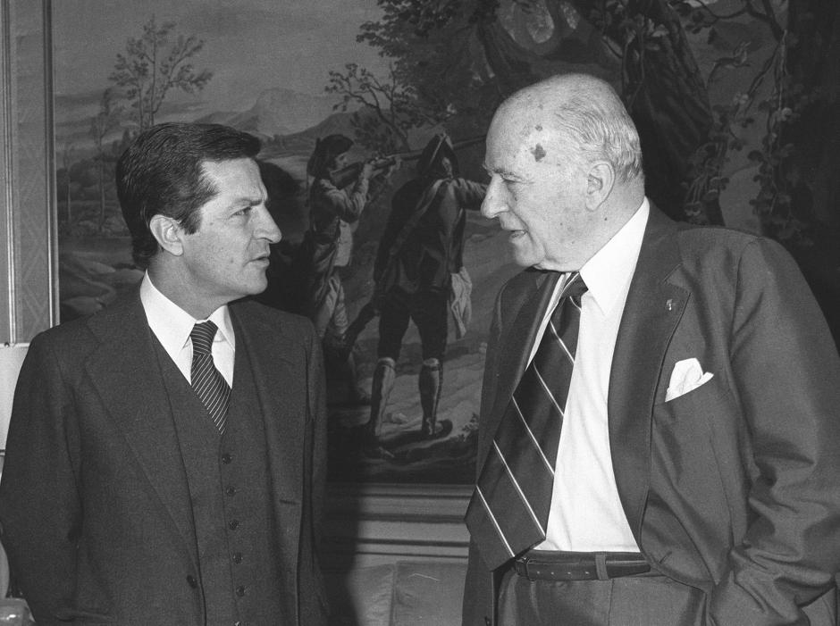 Adolfo Suárez y Josep Tarradellas el 15 de septiembre de 1977 en La Moncloa