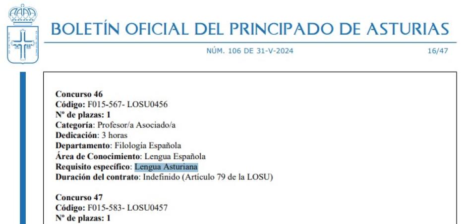 Plaza de profesor asociado de Lengua Española