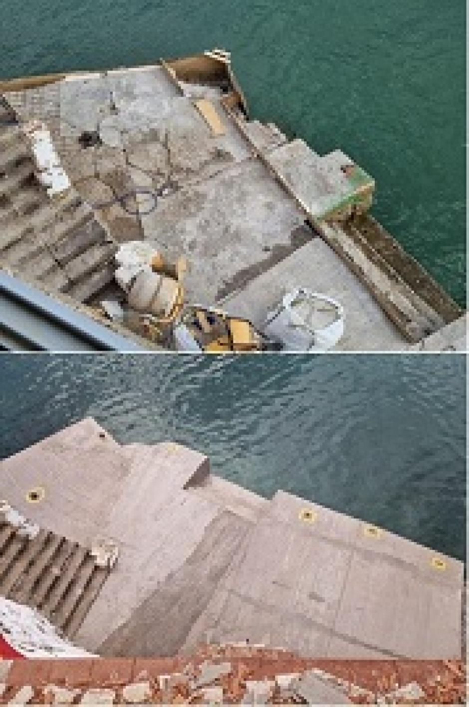 Así ha quedado el muelle del peñón de Alhucemas tras las obras acometidas por el Ejército de Tierra