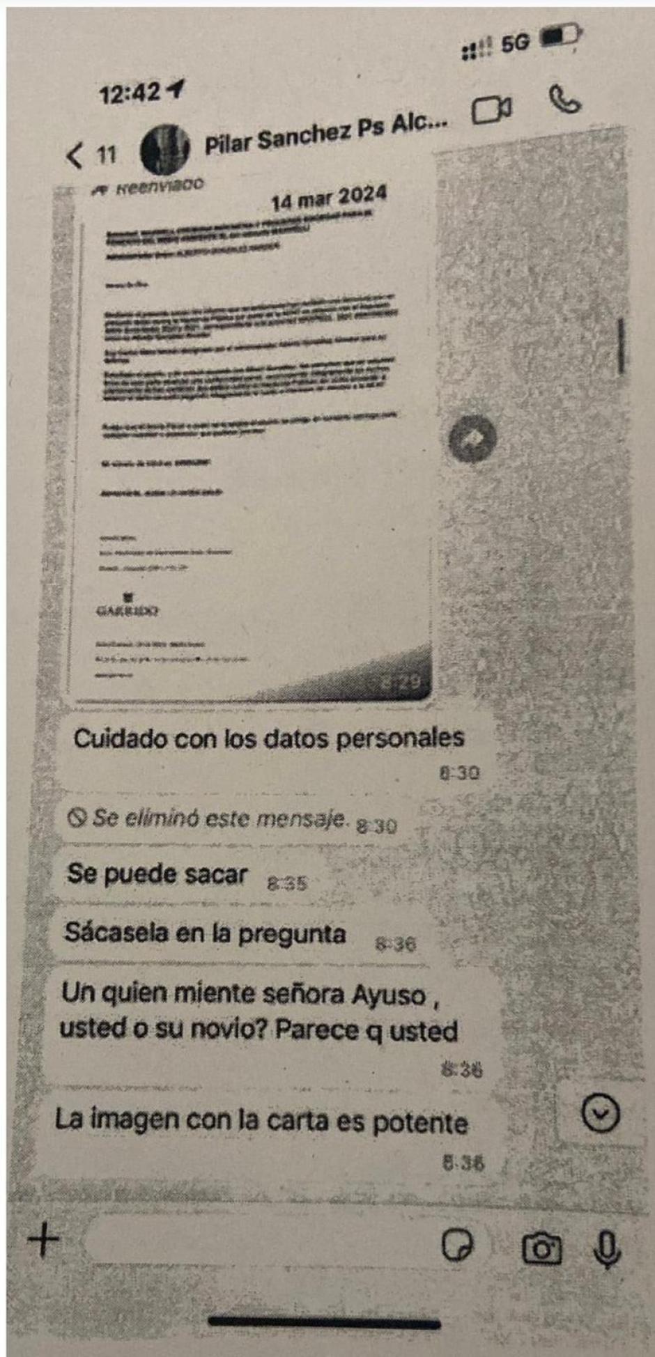 Extracto de la conversación entre la jefa de Gabinete del ministro Oscar Lopez y el ex secretario general del PSOE madrileño, Juan Lobato