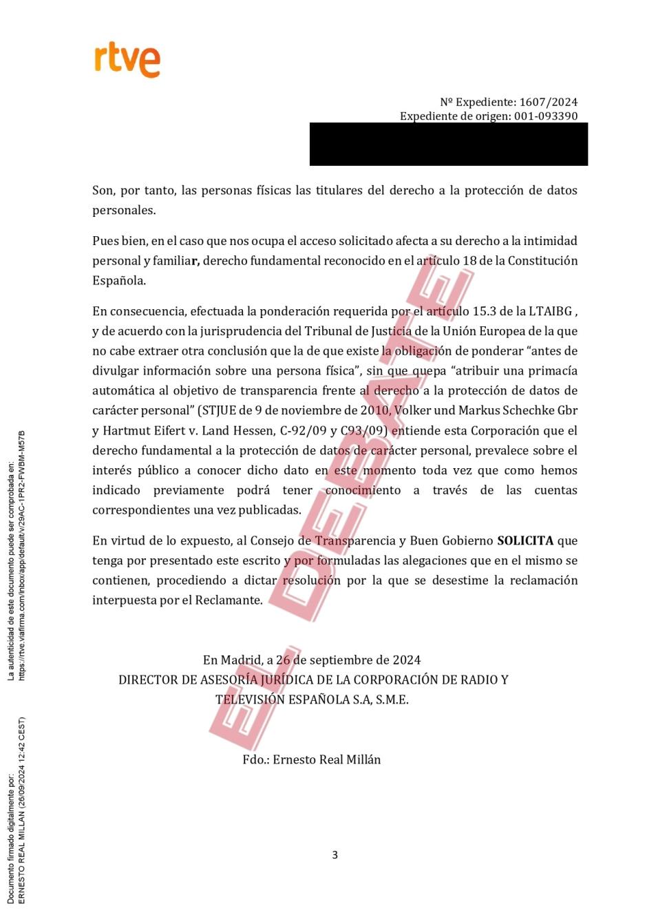 Alegaciones 2 JP ante  CTBG para que no se sepa indeminzación