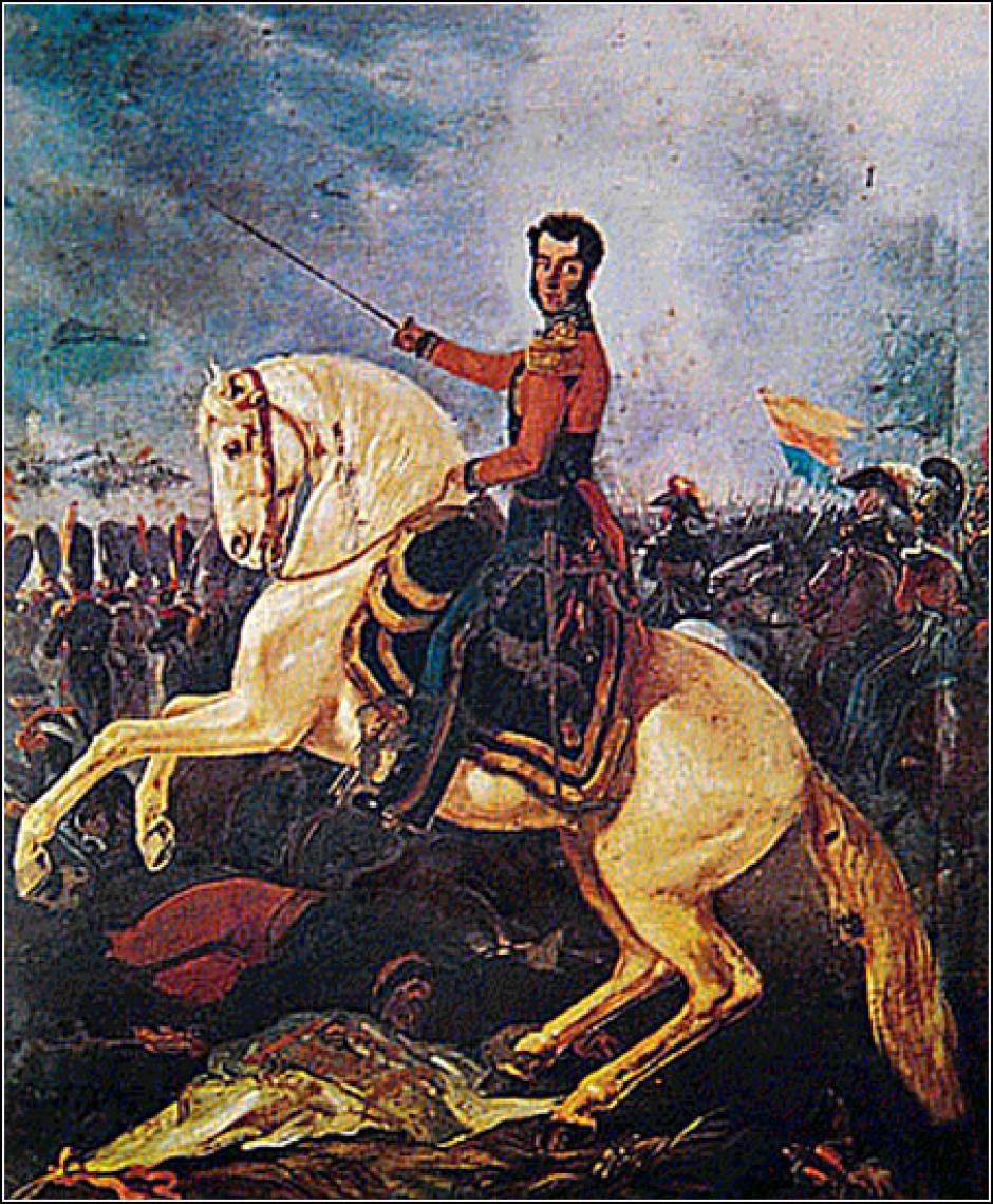 Antonio José de Sucre en la batalla de Ayacucho