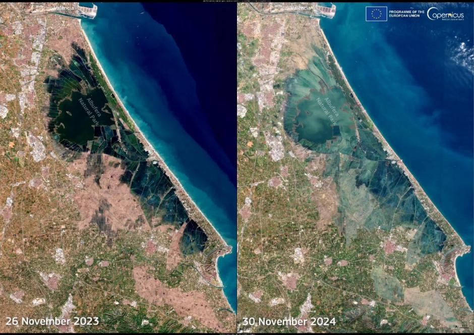 El antes y el después de la Albufera por la DANA