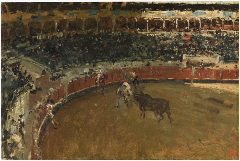 Las tradiciones y el folclore español también fueron uno de los temas predilectos de Fortuny. En ese sentido, el pintor catalán estuvo muy interesado en todo lo que rodeaba a la tauromaquia. En esta pintura representa la surte de varas y, en particular, el momento en que el toro embiste contra el caballo del picador.