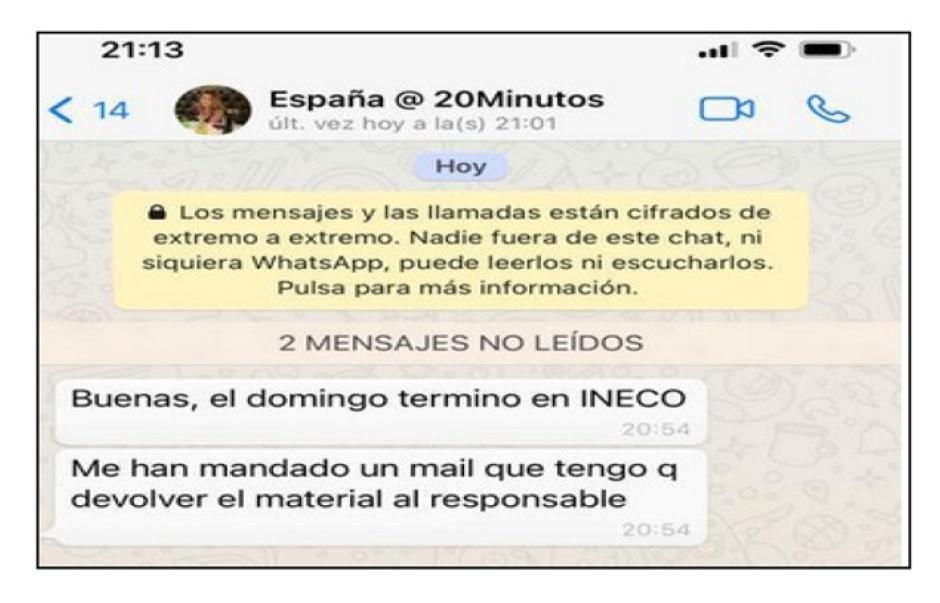 Mensaje de Jéssica a Ábalos