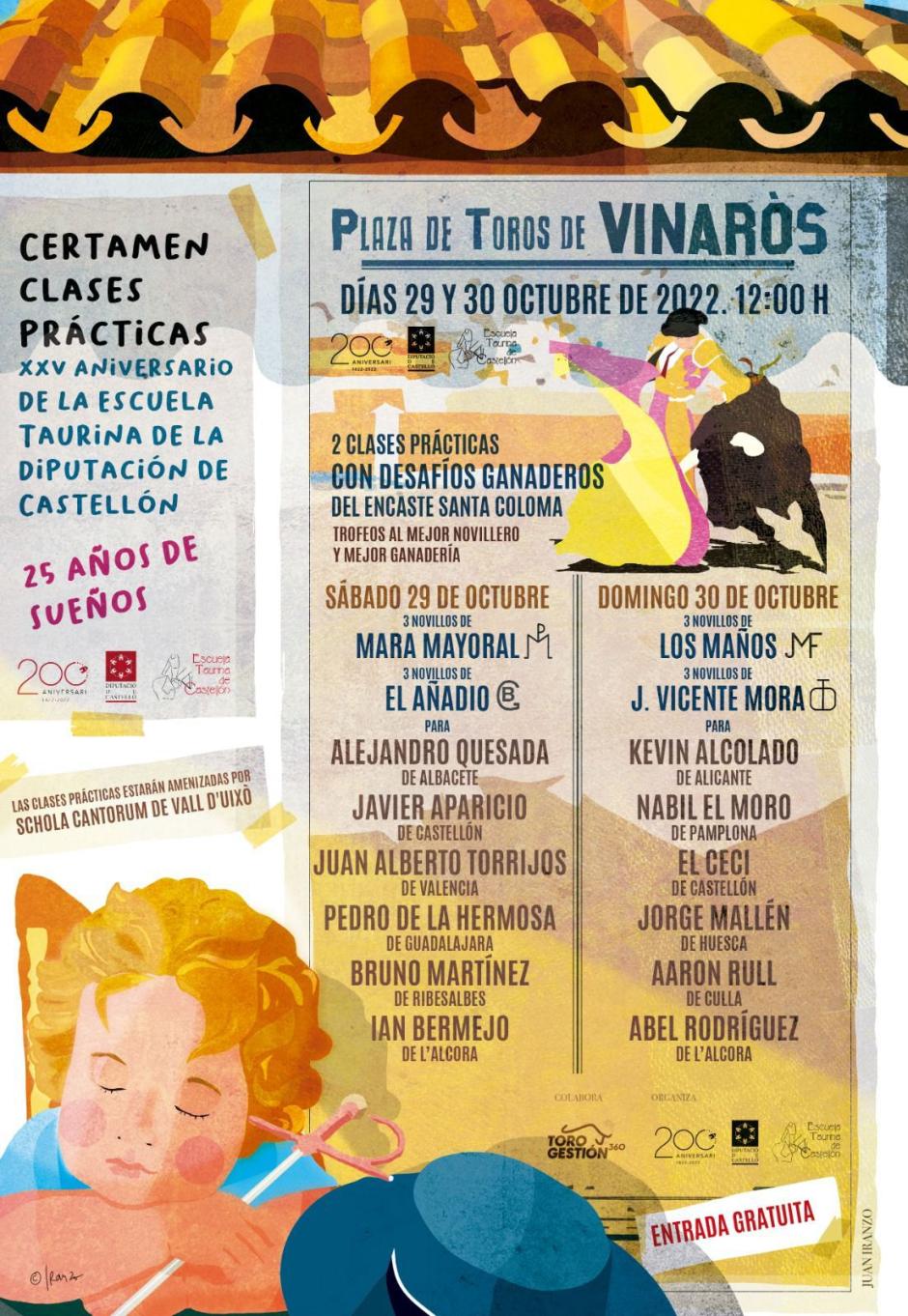 Cartel de la Escuela Taurina de la Diputación de Castellón en 2022, cuando gobernaban PSPV y Compromís