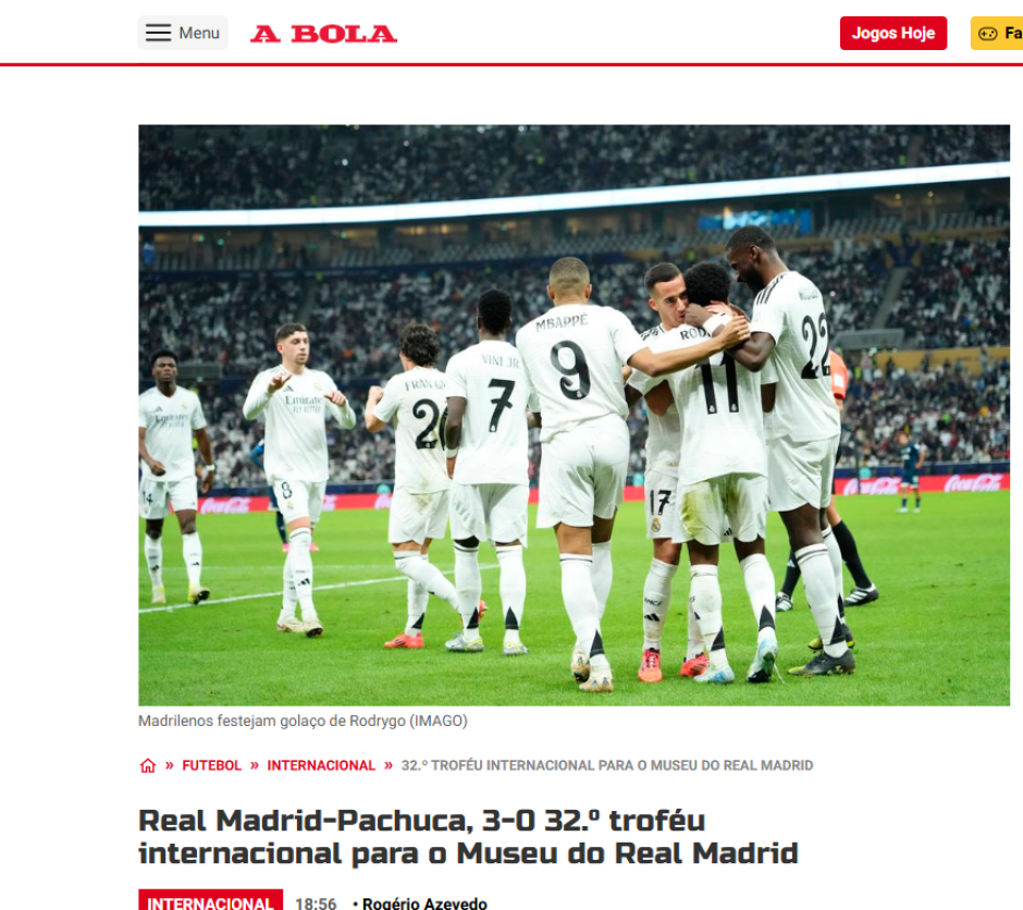 A Bola destaca que este es el título número 32 internacional en el museo del Real Madrid