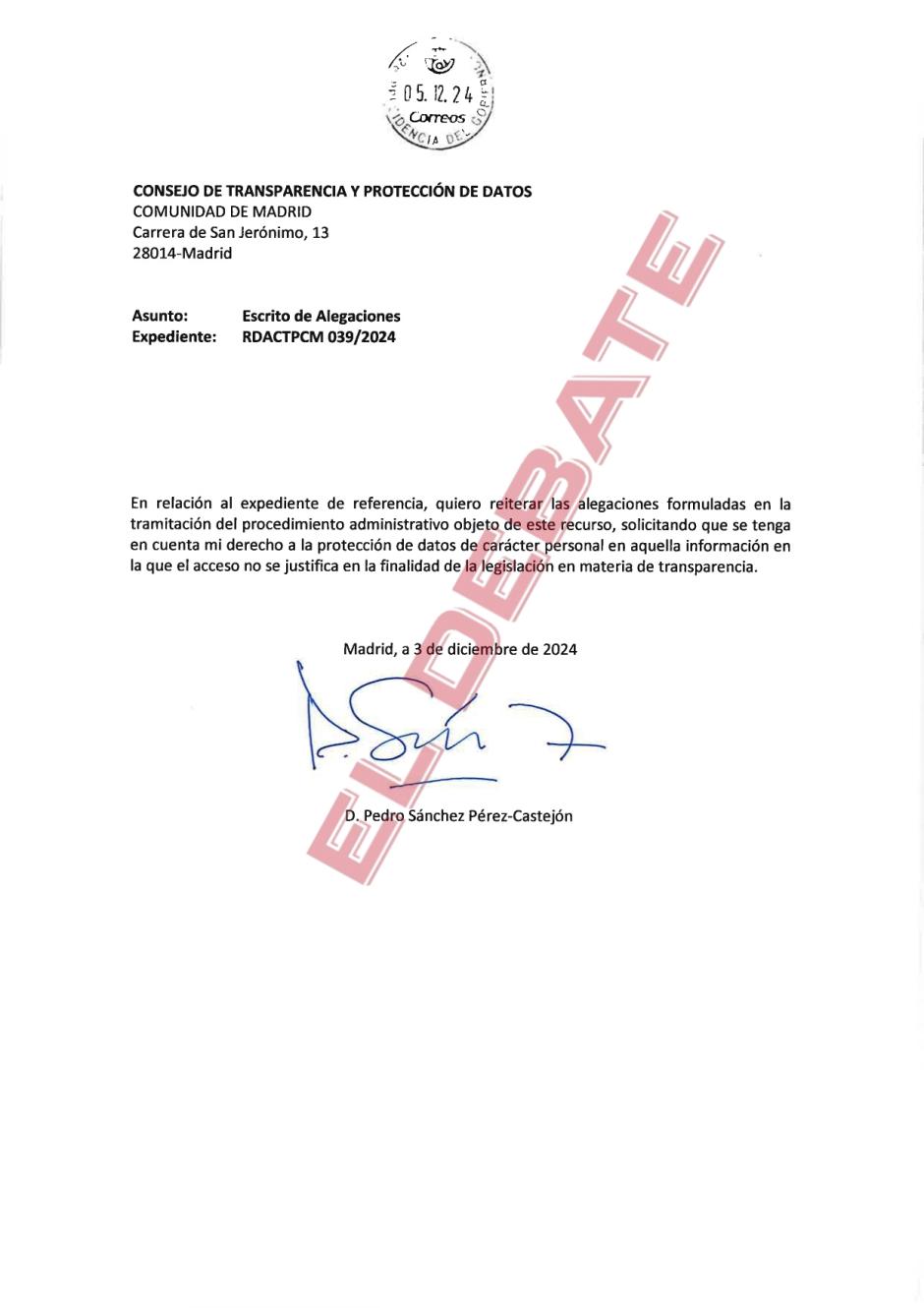 El documento firmado por Pedro Sánchez en persona