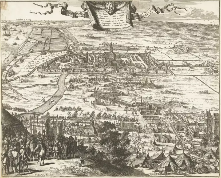 Asedio de Haarlem, grabado publicado por Coenraet Decker, Amsterdam 1785