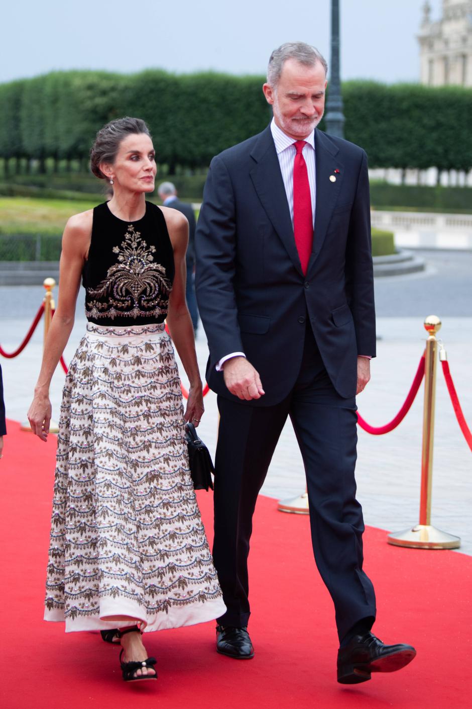 Spain s King Felipe VI and Spain s Queen Letizia. Guest arrival of the diner of Ceremony of the 2024 Summit Paris Agreement for Sport and Sustainable Development. Thursday, July 25, 2024.