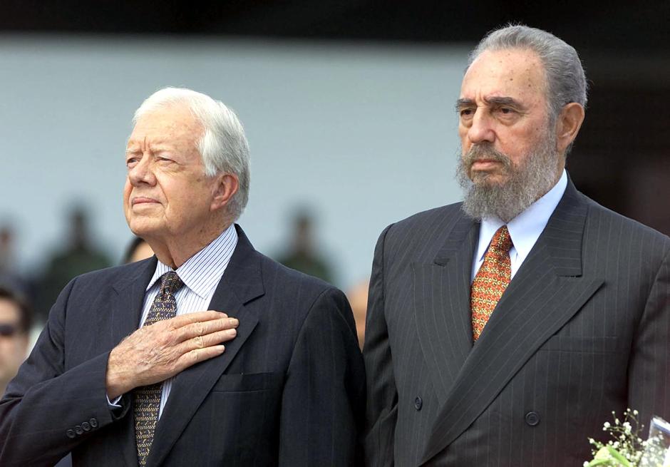 El expresidente de EE.UU. Jimmy Carter y el dictador cubano Fidel Castro en 2002 La Habana