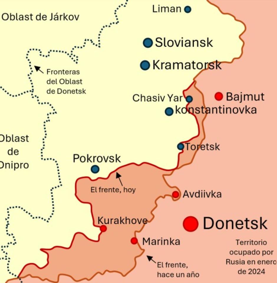 Conquistas rusas en el óblast de Donetsk, en 2024