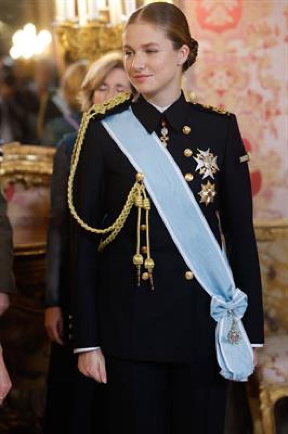 La princesa de Asturias, Leonor, durante la celebración de la Pascua Militar este lunes en el Palacio Real en Madrid.