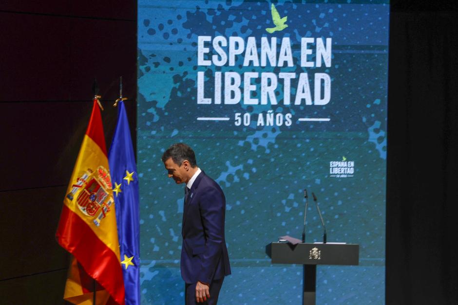 Pedro Sánchez, durante la presentación del acto «España en libertad»