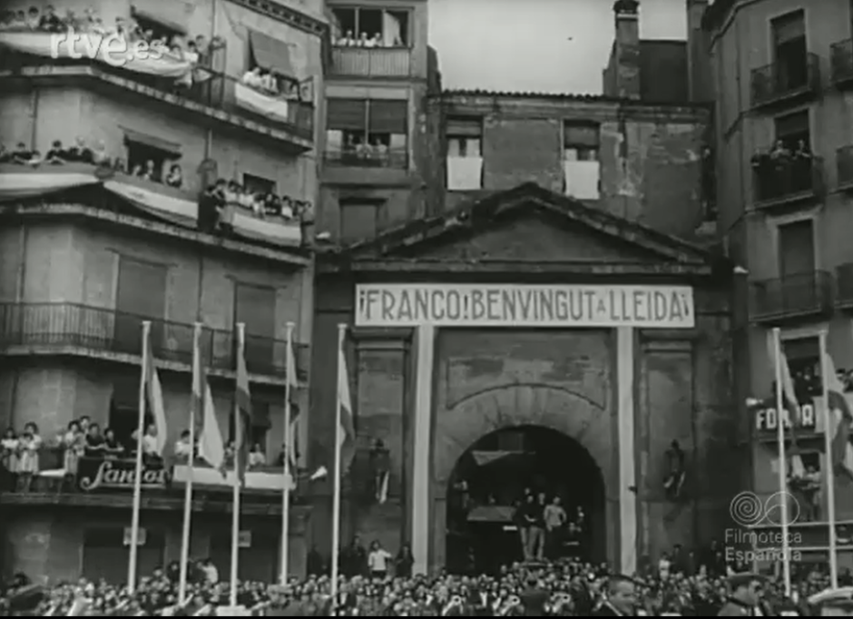 Cartel de bienvenida de Francisco Franco en Lérida en 1963