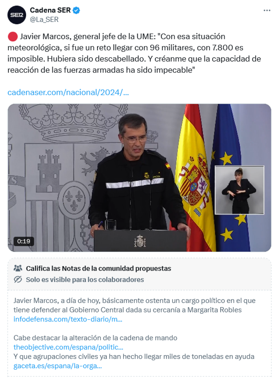 Respuesta al post de la SER en X