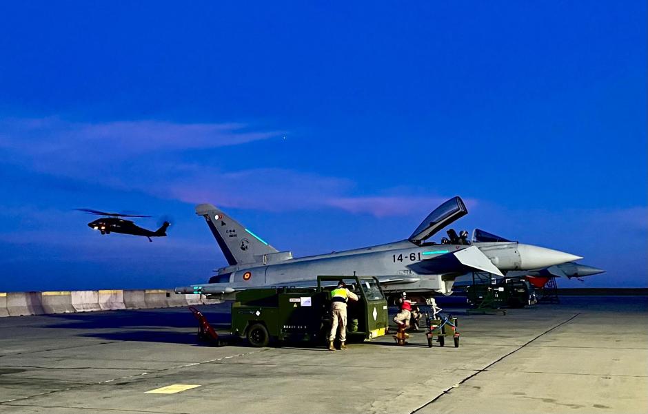 Puesta en marcha de un Eurofighter en la base aérea Mihail Kogalniceanu, Rumania