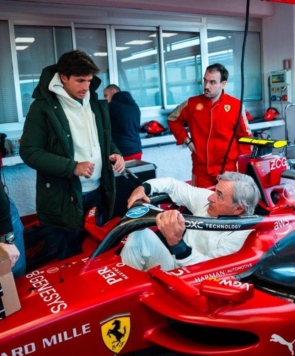 Carlos Sainz se ponía al volante de un Ferrari de F1 junto a su hijo recientemente