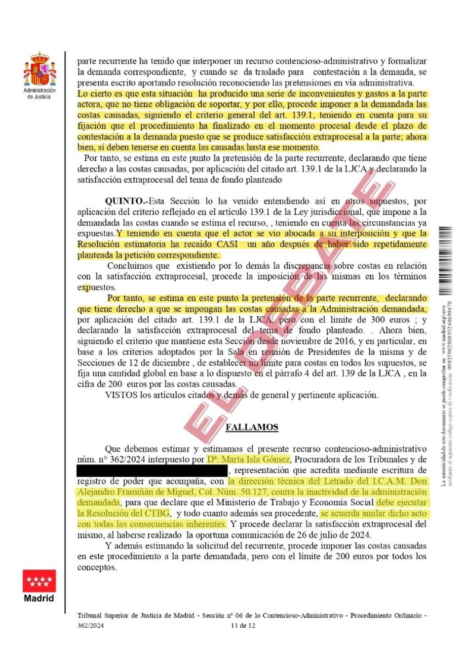 Demanda contra el Ministerio de Trabajo y Economía Social