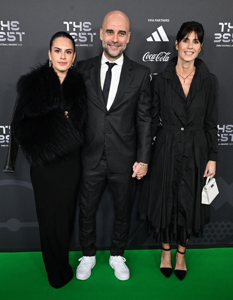 Coach Pep Guardiola ,Cristina Serra and his daughter Maria Guardiola attending The Best FIFA Football Awards in London, UK - 15 Jan 2024