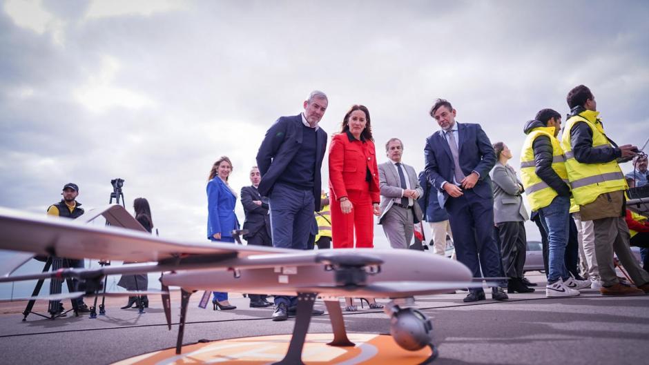 El presidente de Canarias, Fernando Clavijo, en la presentación del Falco EVO