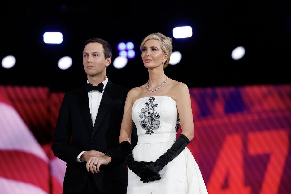 WASHINGTON, DC - JANUARY 20: President Donald Trump walks onstage with wife Melania at the Commander-in-Chief Ball on January 20, 2025 in Washington, DC. President Trump attends some of the inaugural balls after taking the oath as the 47th president. Credit: Anna Moneymaker / Pool via CNP