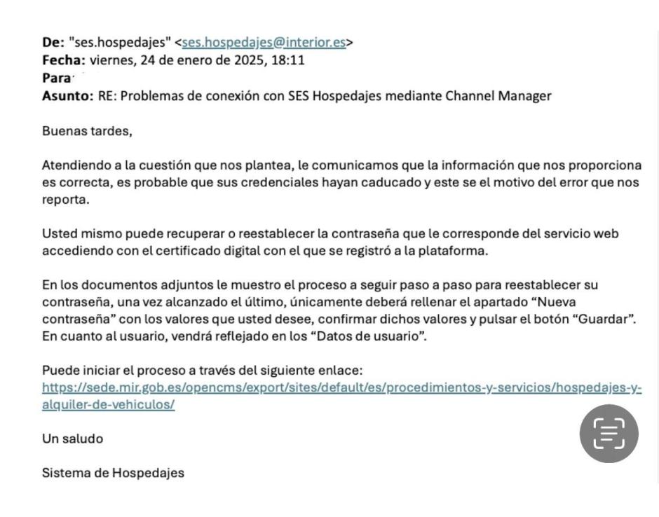 Mail de SES.Hospedaje