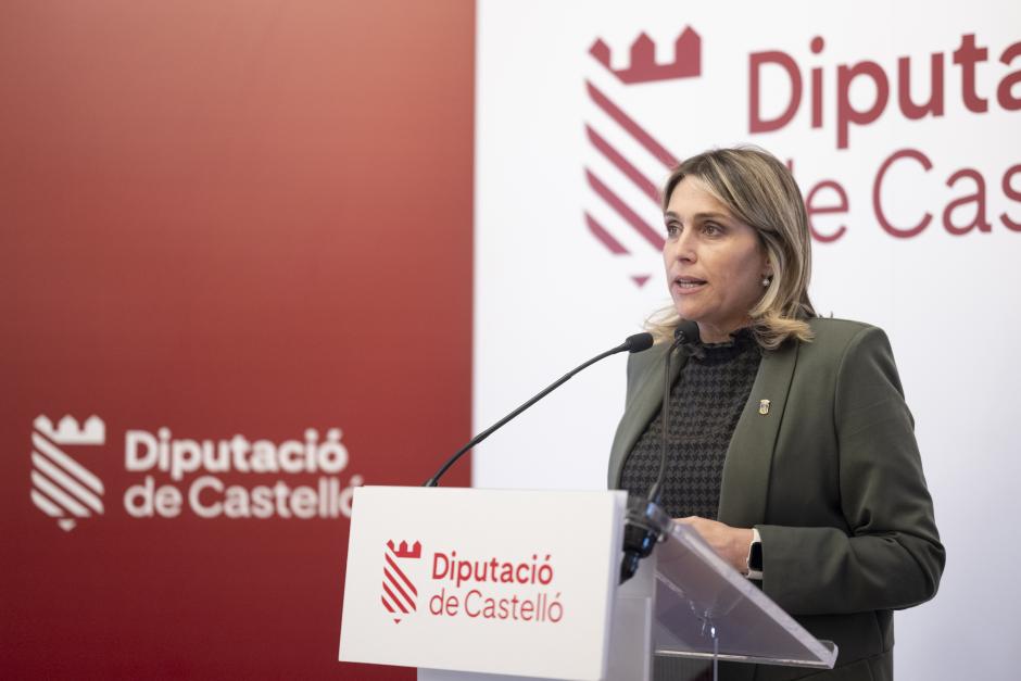 Marta Barrachina, presidenta de la Diputación de Castellón, en la rueda de prensa para reclamar ayudas por la dana