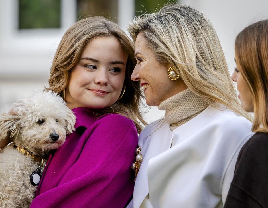 Queen Maxima and Princess Ariane during a winter photosession in Amsterdam.