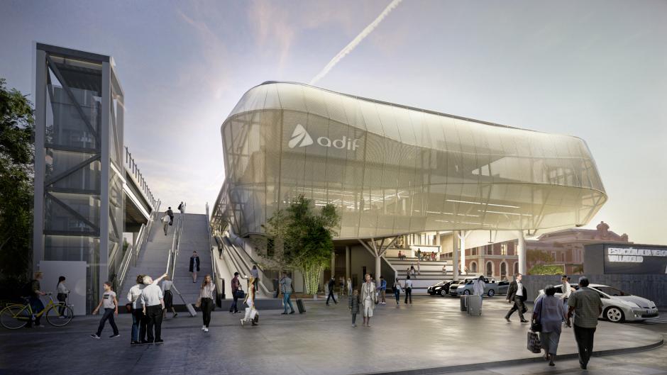 Recreación nueva estación de tren Campo Grande en Valladolid