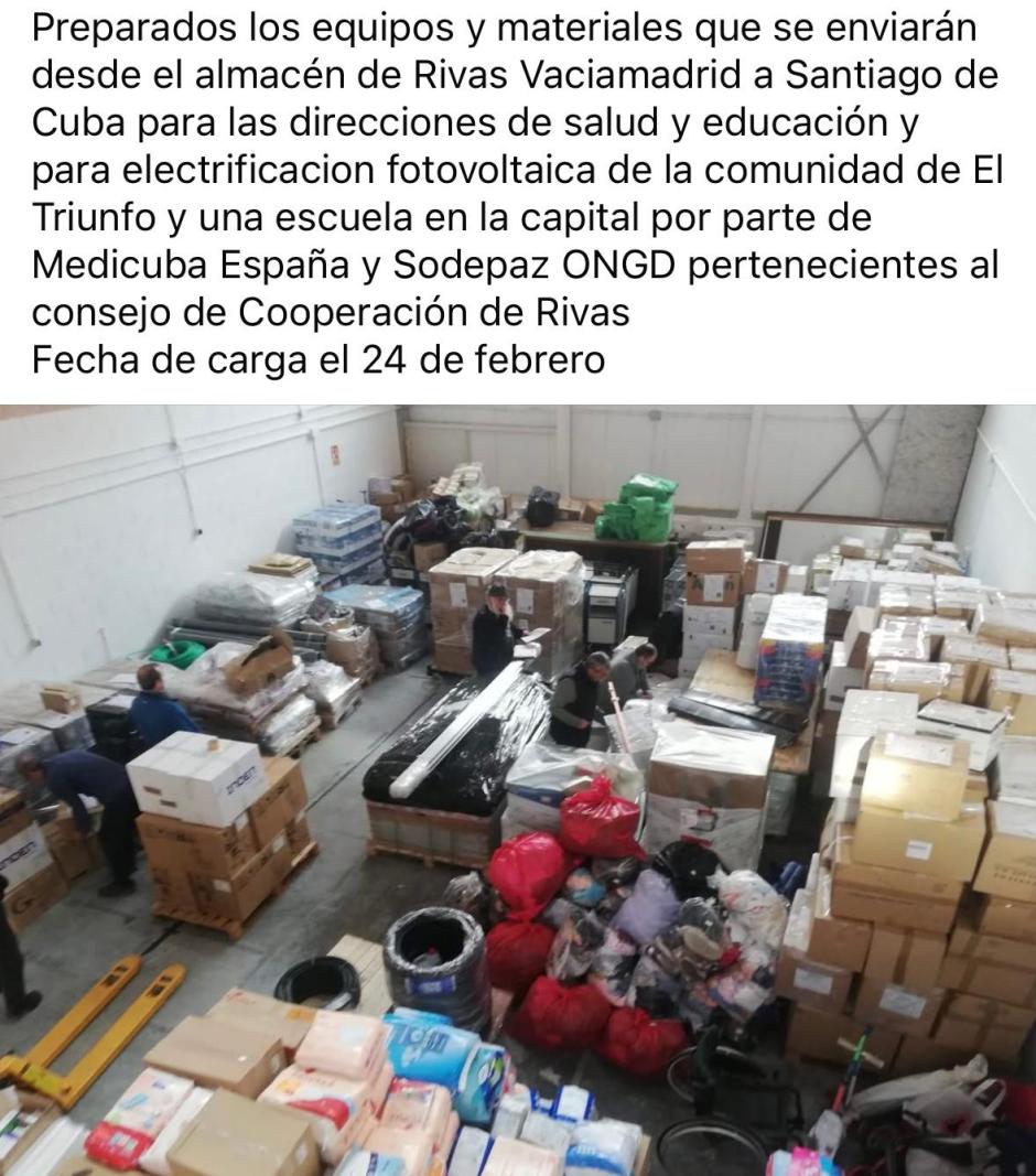 Suministros que se mandarán a Cuba desde Rivas