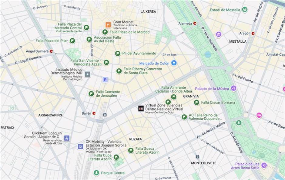 Mapa con una ruta alternativa para visitar algunos monumentos falleros