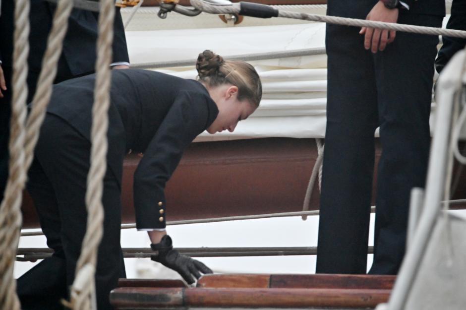 La Princesa, en el buque escuela Juan Sebastián de Elcano, antes de desembarcar