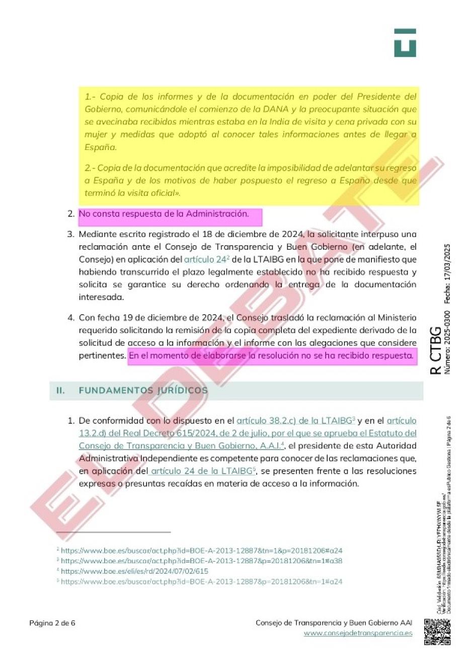 Resolución CTBG 2025-300, de 17 de marzo
