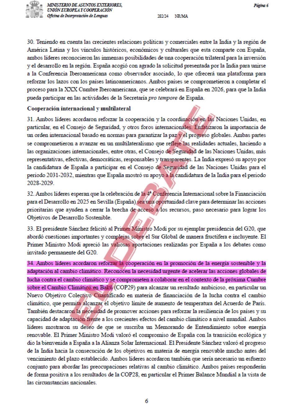 Declaración conjunta España- La India visita Pedro Sánchez