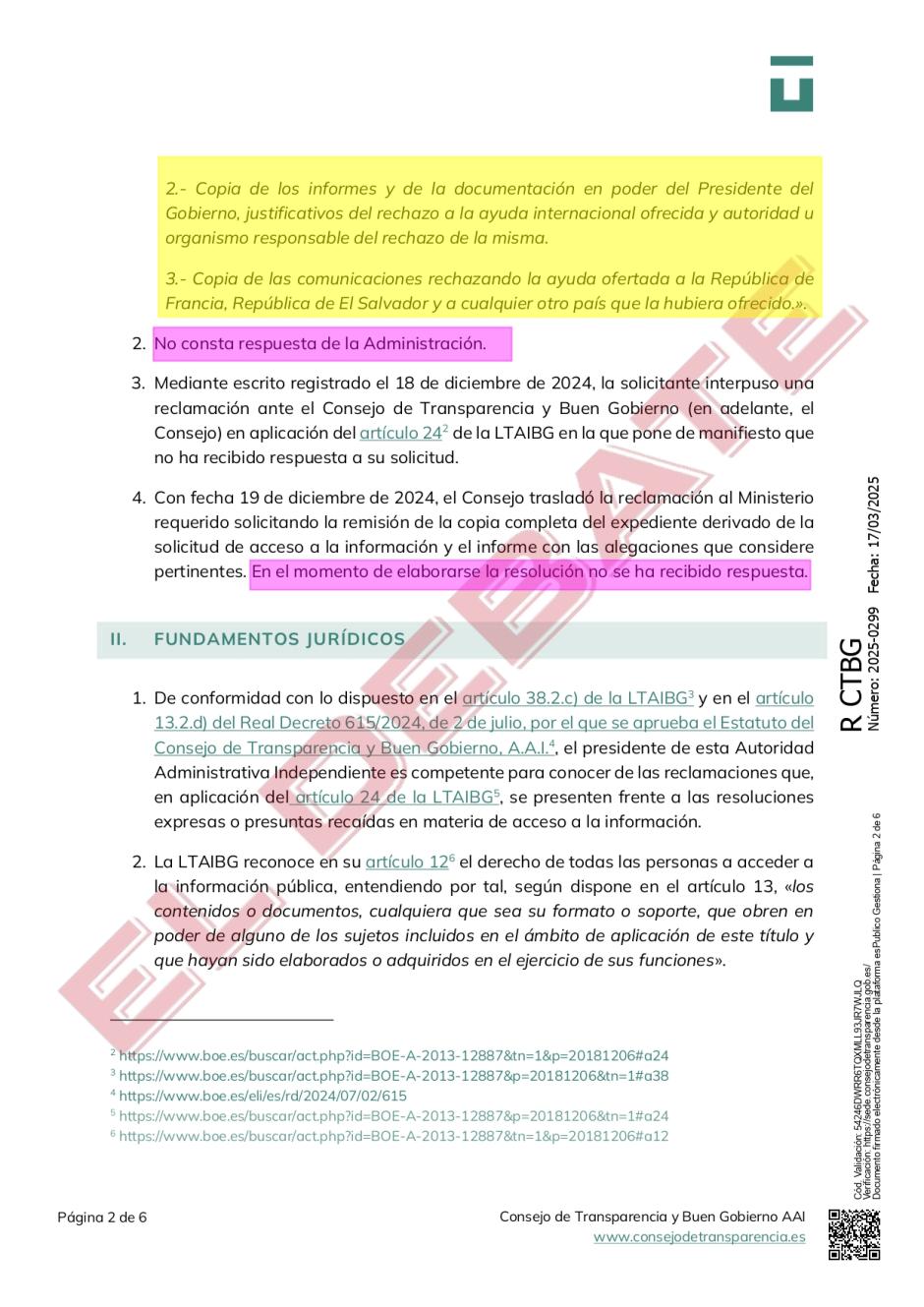 Resolución CTBG 299-2025, de 17 de marzo