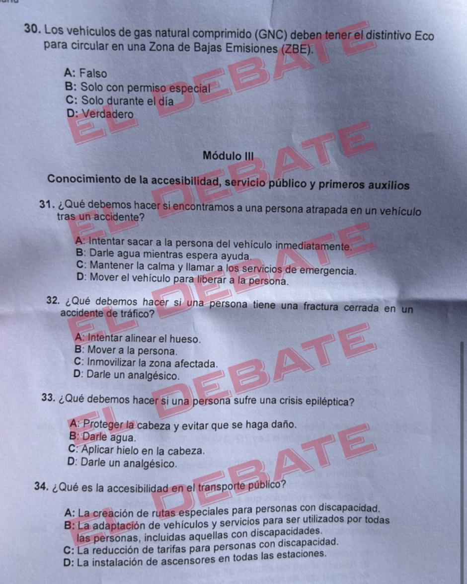 El examen de los conductores de VTC en Madrid