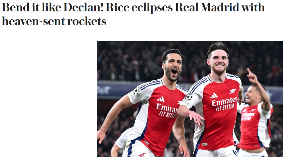 El periódico inglés celebra la victoria del equipo de su país y destaca los "cohetes celestiales" de Declan Rice