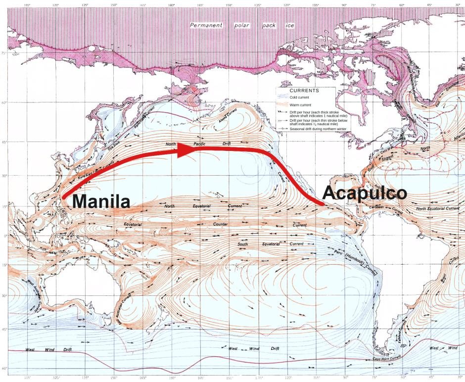 Ruta del tornaviaje de Filipinas a Acapulco, Nueva España