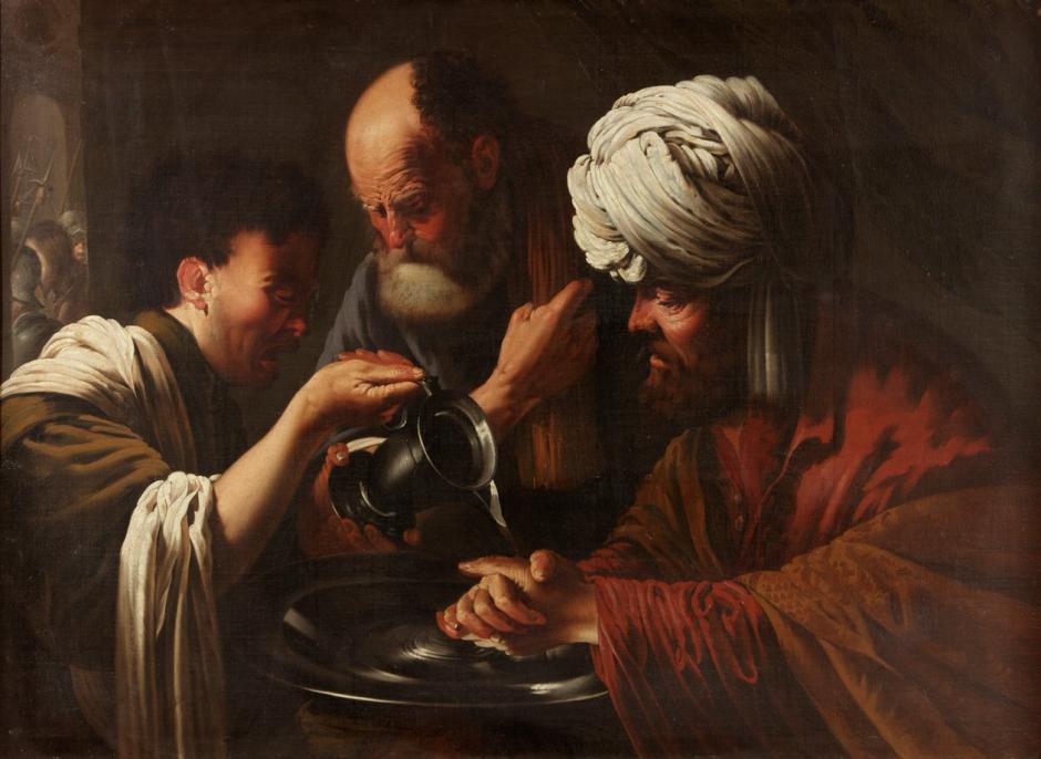 Pilato lavándose las manos. Obra de Hendrick ter Brugghen