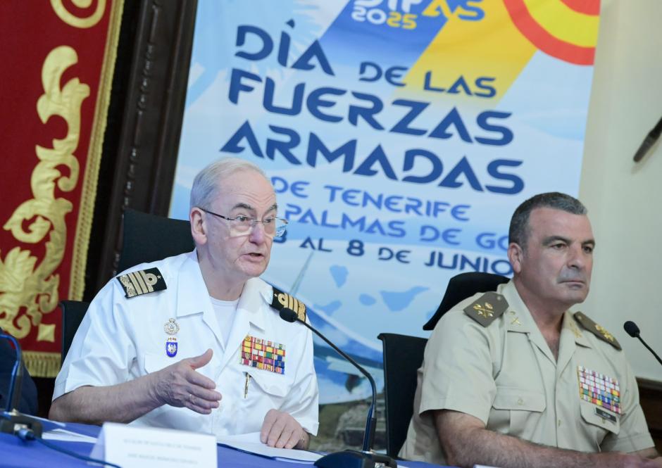 Rueda de prensa de presentación de actividades por el Día de la Fuerzas Armadas en Canarias, presidido por el jefe de Estado Mayor de la Defensa (JEMAD), Teodoro Esteban López Calderón