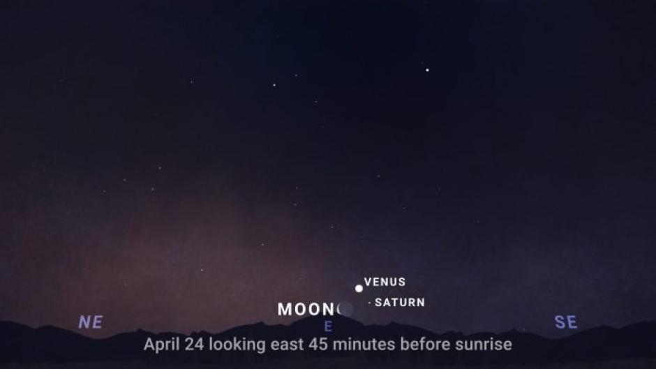 Conjunción de la Luna «sonriente» del 24 y 25 de abril