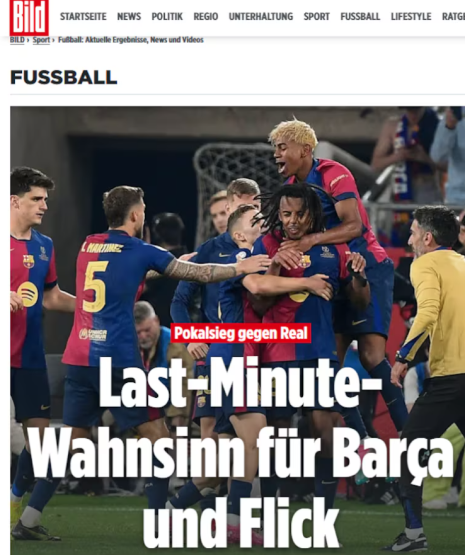 Diario Bild portada final Copa del Rey FC Barcelona - Real Madrid